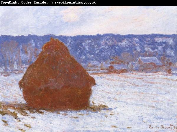 Claude Monet Grainstack in Overcast Weather,Snwo Effect